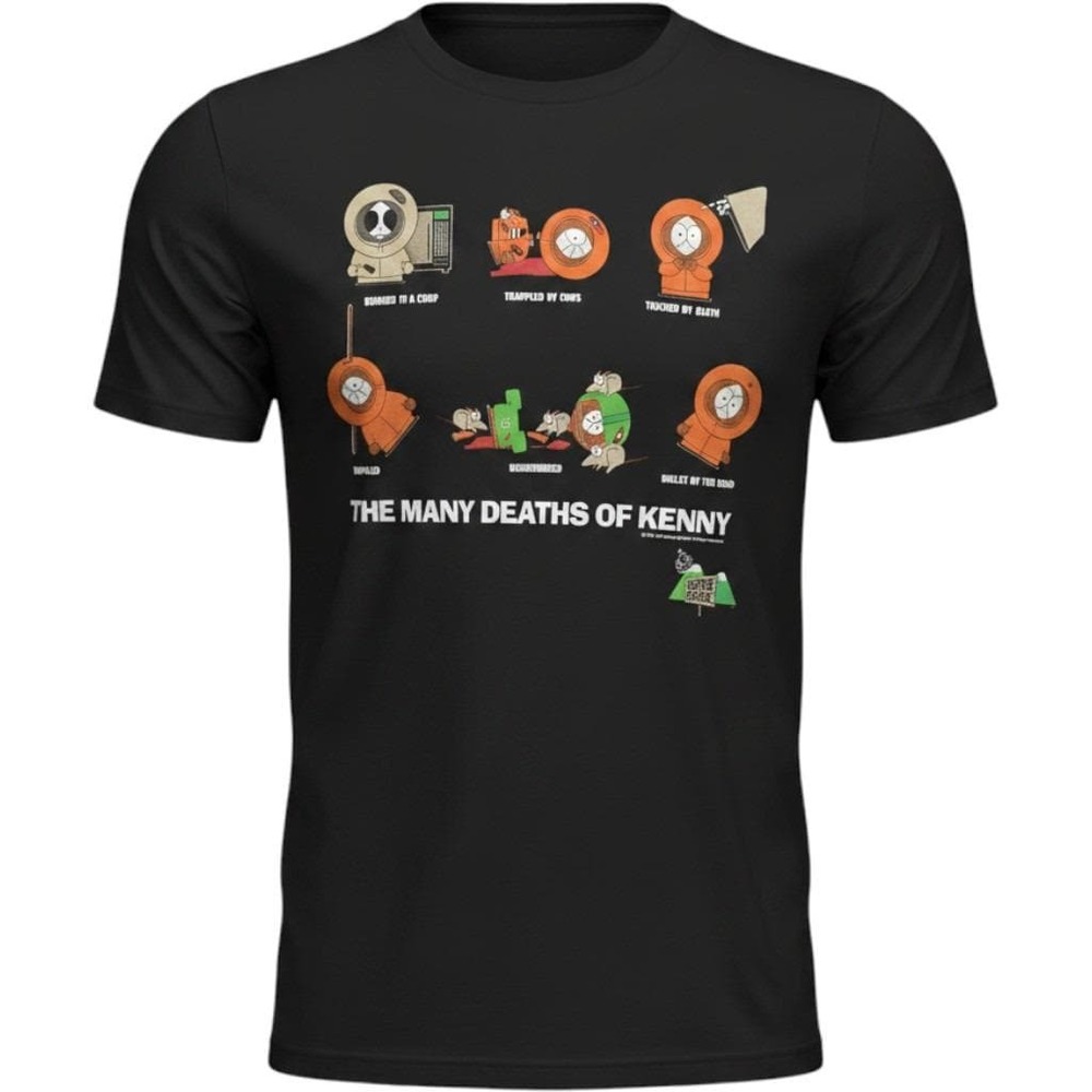 Vintage 1998 South Park The Many Deaths of Kenny T-Shirt Logotel Black XL Mens